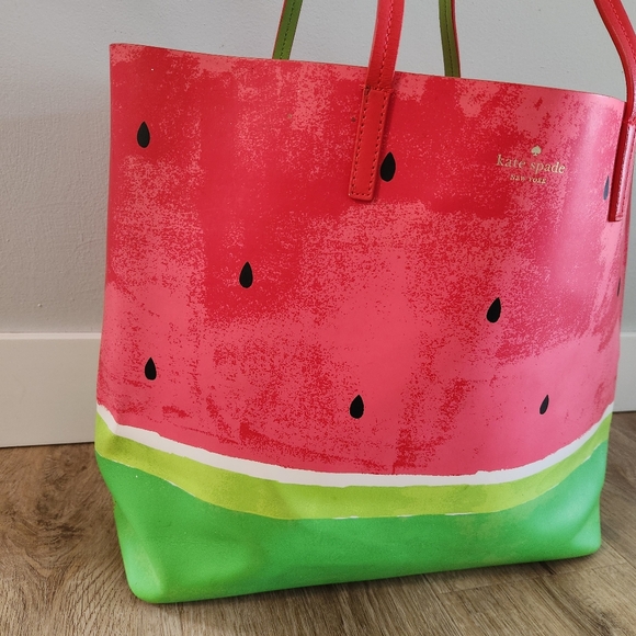 Kate Spade Splash Out Watermelon Print Red, Pink & Green Tote Bag - Picture 4 of 14